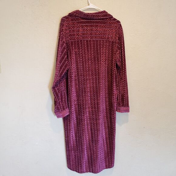 Umgee Texture Curved Hem Button Down Shirt Dress Size M Purple - Picture 6 of 7